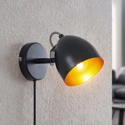 Lindby Fintja Applique, Noire/dorée, à 1 Lampe