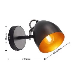 Lindby Fintja Applique, Noire/dorée, à 1 Lampe -Déco Lumière Soldes 9627654 3