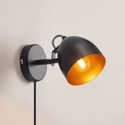 Lindby Fintja Applique, Noire/dorée, à 1 Lampe -Déco Lumière Soldes 9627654 4