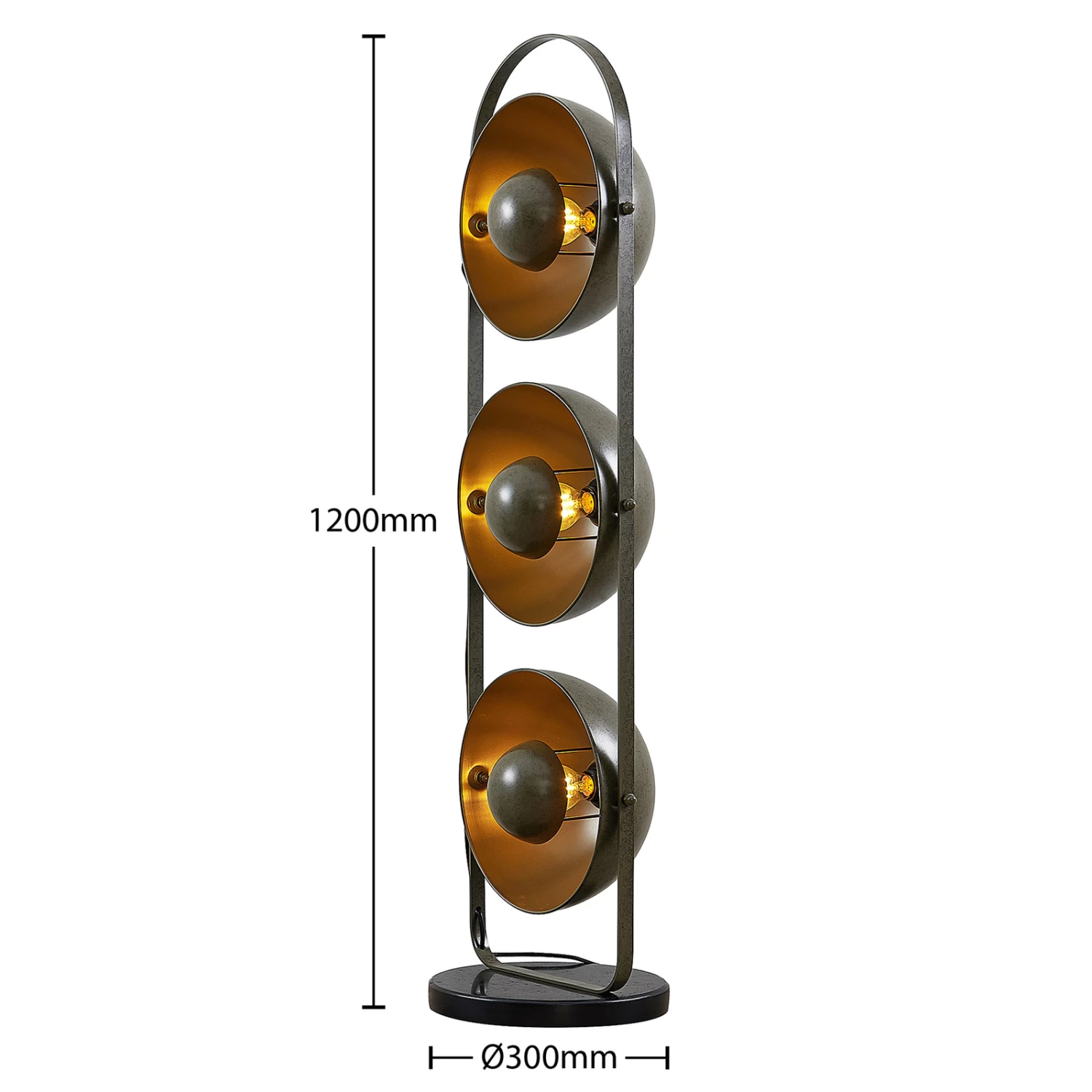 Lindby Muriel Lampadaire, à 3 Lampes, Gris Foncé 4 Lindby Muriel Lampadaire, à 3 Lampes, Gris Foncé – Image 4