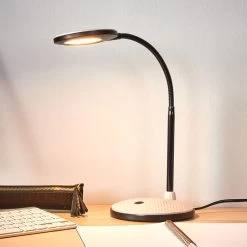 Lampe De Bureau LED Ivan En Gris Clair Et Noir