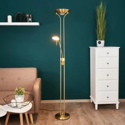 Lindby Josefin Lampadaire LED Liseuse, Laiton -Déco Lumière Soldes 9945234 4