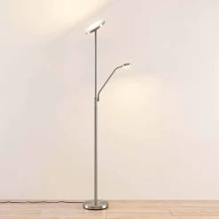 Lindby Sumani Lampadaire LED, Rond, Nickel 11 Lindby Sumani Lampadaire LED, Rond, Nickel -Déco Lumière Soldes 9945427 2