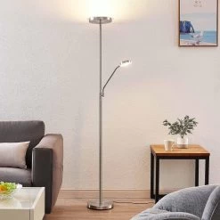 Lindby Sumani Lampadaire LED, Rond, Nickel