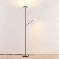 Lindby Sumani Lampadaire LED, Rond, Nickel 12 Lindby Sumani Lampadaire LED, Rond, Nickel -Déco Lumière Soldes 9945427 3