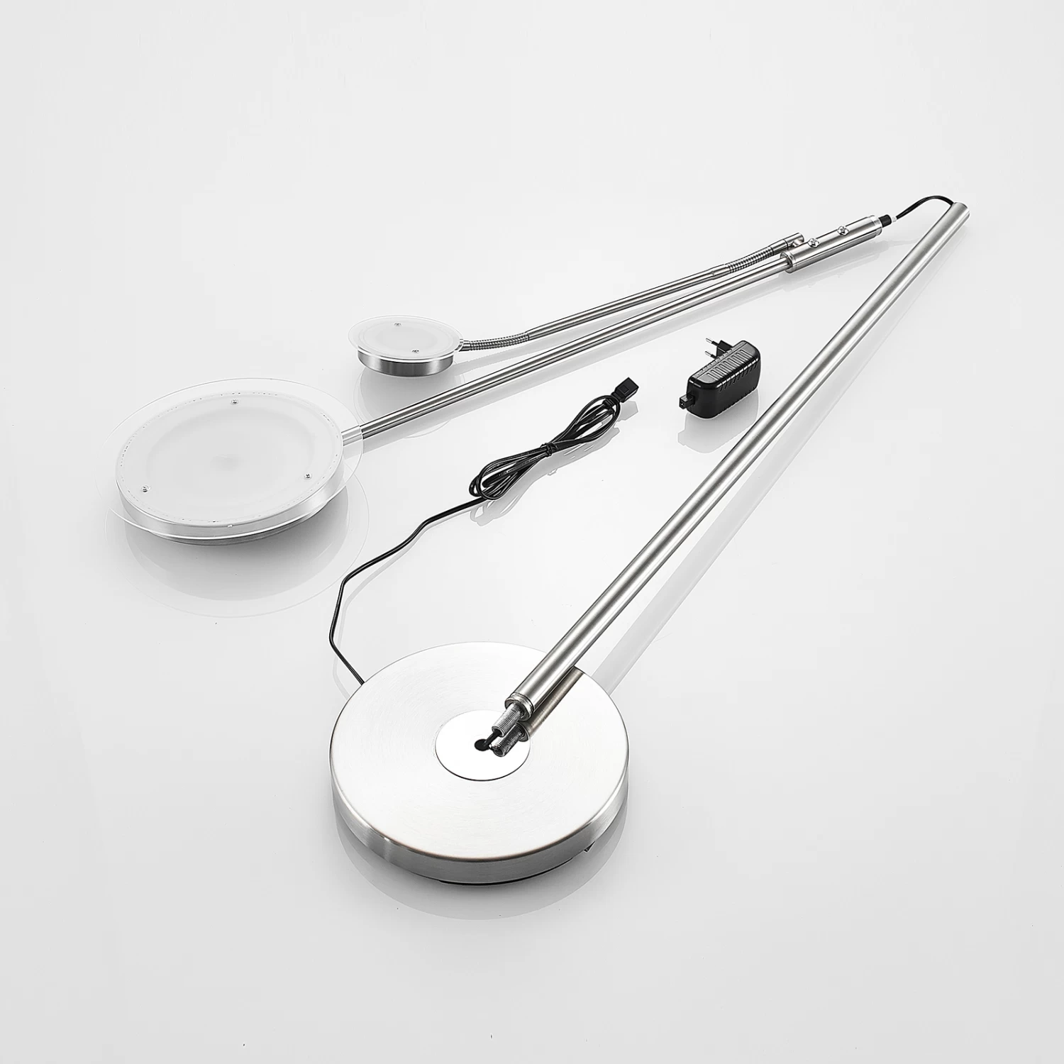 Lindby Sumani Lampadaire LED, Rond, Nickel 9 Lindby Sumani Lampadaire LED, Rond, Nickel – Image 9