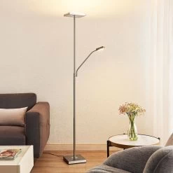 Lindby Sumani Lampadaire LED, Angulaire, Nickel