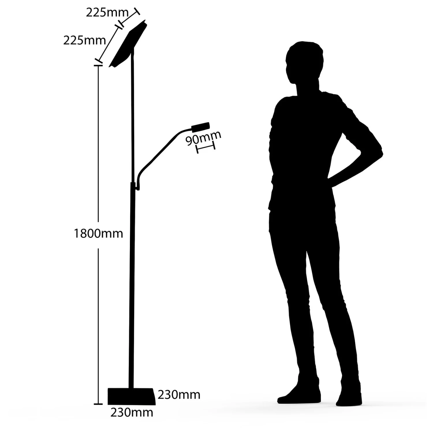 Lindby Sumani Lampadaire LED, Angulaire, Nickel 7 Lindby Sumani Lampadaire LED, Angulaire, Nickel – Image 7