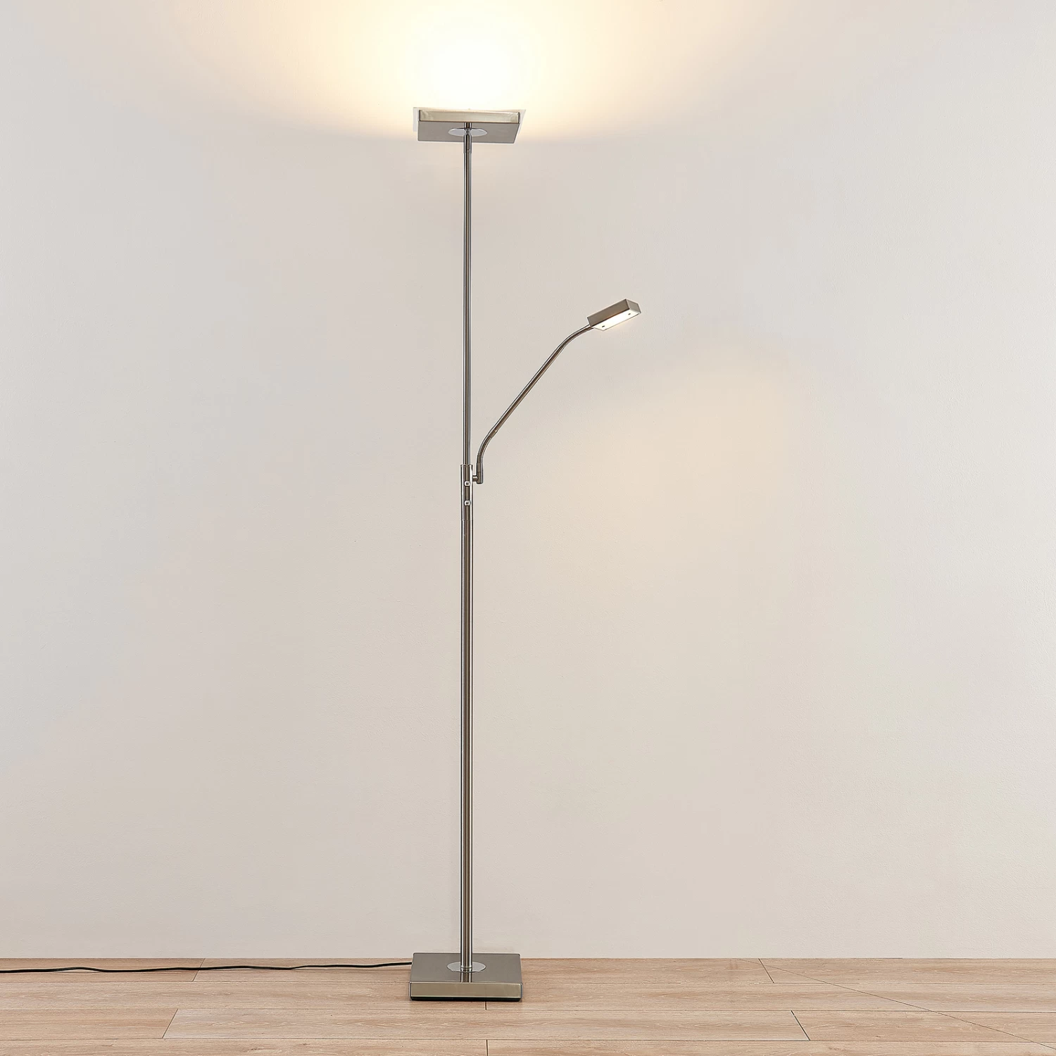 Lindby Sumani Lampadaire LED, Angulaire, Nickel 8 Lindby Sumani Lampadaire LED, Angulaire, Nickel – Image 8