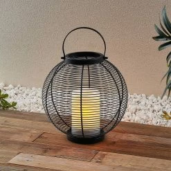 Lindby Mairuna Lanterne Solaire LED Noire, 30,8 cm