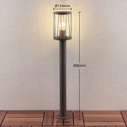 Lindby Yonan Borne Lumineuse Ronde E27, Gris Foncé -Déco Lumière Soldes 9977056 3